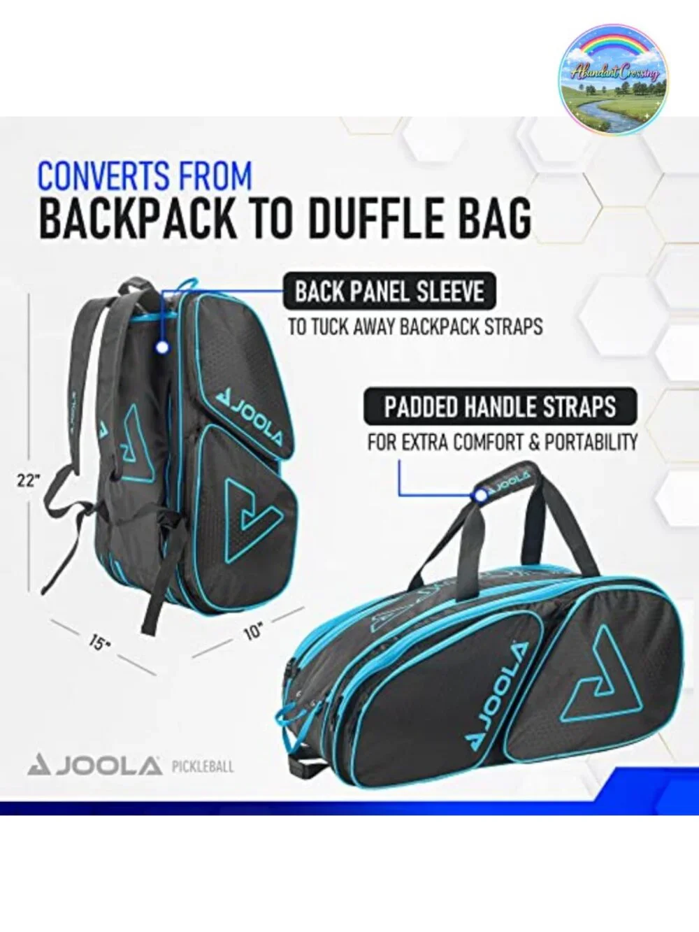 Pickleball Paddle Bag Backpack Duffel 4 Rackets Thermal Insulated Fence Hook